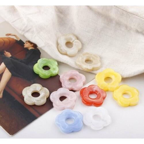 Han single halo dyed super cute flower straight hole bead resin bead DIY material jewelry accessories
