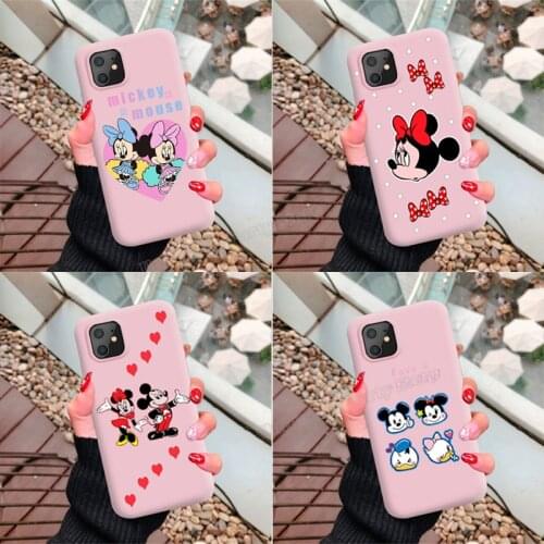 Mickey Minnie Mouse Mobile Phone Case Disney Cartoon Phone Cover Women Girl Matte Phone Shell for IPhone Xr Xs 7 8 11 12pro Gift