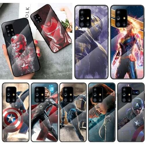 Tempered Glass Cover Marvel Super Hero Avenger For Samsung Galaxy A91 A81 A72 A71 A52 A51 A41 A31 A21S A11 A01 Phone Case