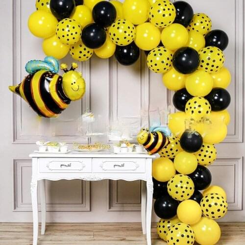 Birthday Party Bee Theme Decoration Balloon Set Baby Decoration Polka Dot Yellow Balloon Latex Balloons Party Decoration