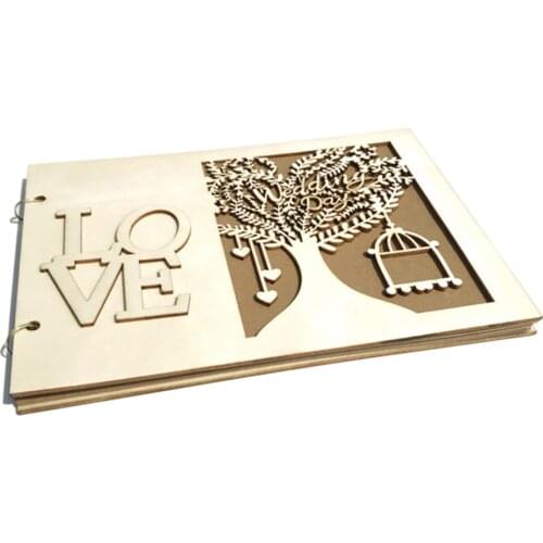 40 Pages Wooden Love Tree Wedding Guestbook Ornament Personalized Rustic Sweet Wedding Anniversary Gift Sign Book DIY Photo