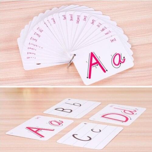 26 Letter English Flash Card Handwritten Montessori Early Development Learning Educational Toy For Children Kid Gift With Buckle