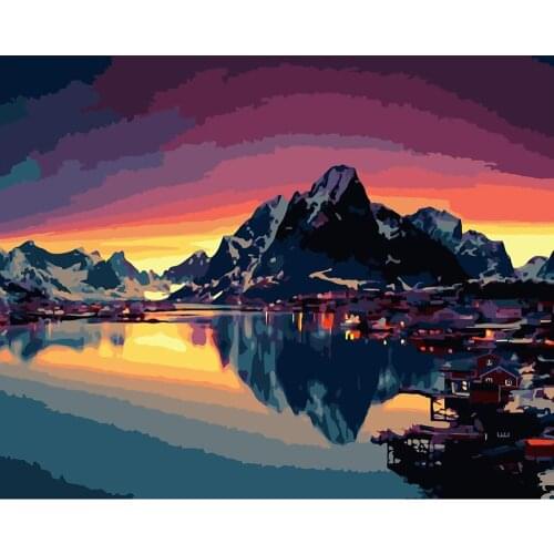 Oil Painting Peony Painting By Numbers Paint Sunset Scenery DIY Canvas Picture Hand Painted Home Decoration Diy Frame Gift