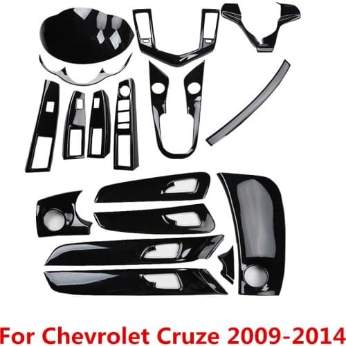Glossy Black Car Interior Mouldings Center Outlet Gear Handle Panel Cover Window Control Trim for Chevrolet Cruze 2009-2014