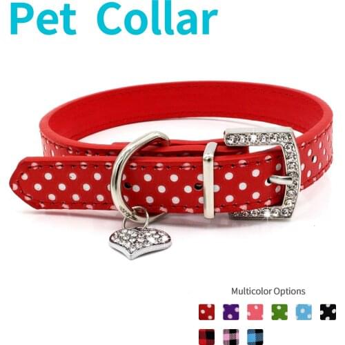 PU Leather Cat Collars Adjustable Comfortable Round Dot Plaid Dog Collar Personality Pets Necklace Multicolor Dog Accessories