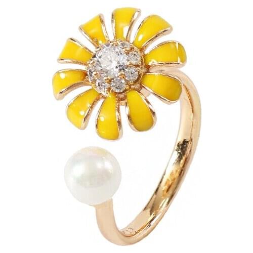 LANFLORA new flowers Open ring zircon Classic women ring for birthday party gift foreign trade bulk wholesale ring