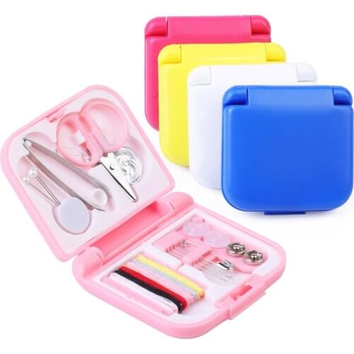 LMDZ Buttons Pins Storage Boxes Sewing Box Household Portable Travel Mini Sewing Kit Scissor Buttons Pins Needle Threads Box Set