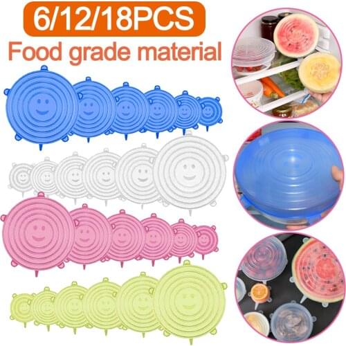Reusable Silicone Stretch Lids Food Silicone Cover Silicone Food Wrap Elastic Microwave Cover Food Keep Fresh Kitchen Accessory