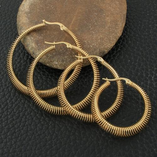 Gold Color Fashion Round Stainless Steel Jewelry Simple Earrings Personality Bijoux Femmes Joyas Mujer Store EGKZBWAE