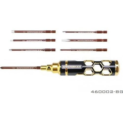 Original Arrowmax AM-460002-BG Lightweight 1.5/2.0/2.5/3.0 Honeycomb Combo Quick Drive Tip Set Metric 7Pcs Black Golden RC tool
