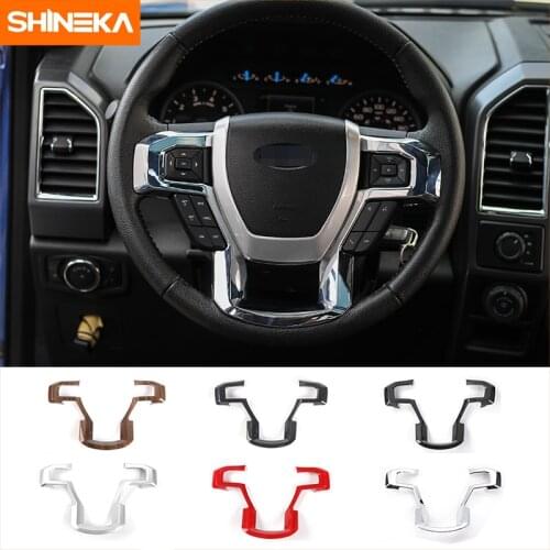 SHINEKA Car Steering Wheel Button Cover Frame Trim Decal Sticker For Ford F150 2015 2016 2017 Car Styling Accessories