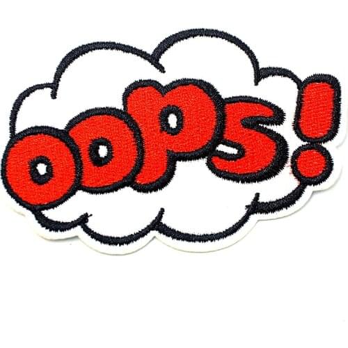 OOPS (Size:5.3x8.3cm) DIY Badge Patch Embroidered Applique Sewing Clothes Stickers Garment Apparel Accessories