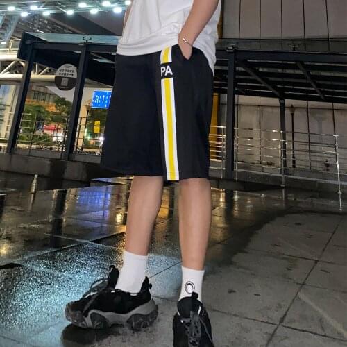 Palm Angels yellow striped shorts high street loose mens and womens casual shorts