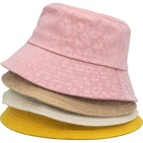 2021 Vintage Leopard Cotton Fisherman Cap Men Women Summer Autumn Sunshade Bucket Hat Panama Gorras