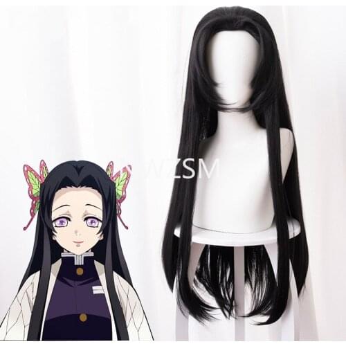 Anime Demon Slayer cosplay Kochou Kanae Wig Anime Demon Slayer Halloween Costumes Butterfly hair accessory Synthetic Hair Wig