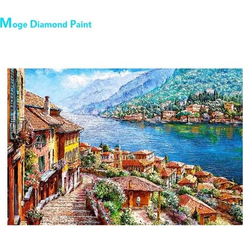 Port City Diamond Painting Scenic House Round Full Drill 5D Nouveaute DIY Mosaic Embroidery Cross Stitch Home Decor Gifts