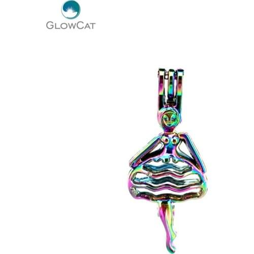 C541 5pcs/lot COLORS Multicolor 42mm Ballerina girl Beads Cage Pendant Pearl Locket Fairytale Party