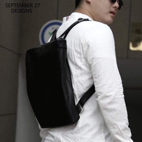 New Fashion Backpacks Male Genuine Leather Luxury Handmade Men Casual Business Laptop Backbag Cowskin Simple Messenger Hand Bags