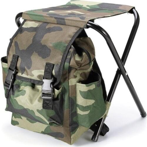 Outdoor leisure hiking backpack chair portable outdoor camouflage folding chair backpack camping fishing accessories