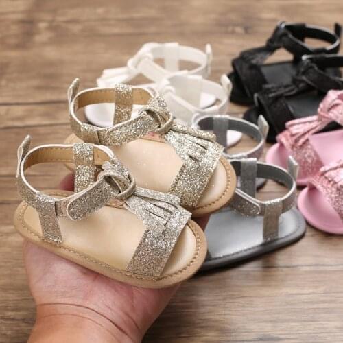 Baby Girl Sandals For Newborn Summer Bebek Sandalet Leather Tassel With Bow Infant Toddler Sandals Rubber Soles Kids Shoes