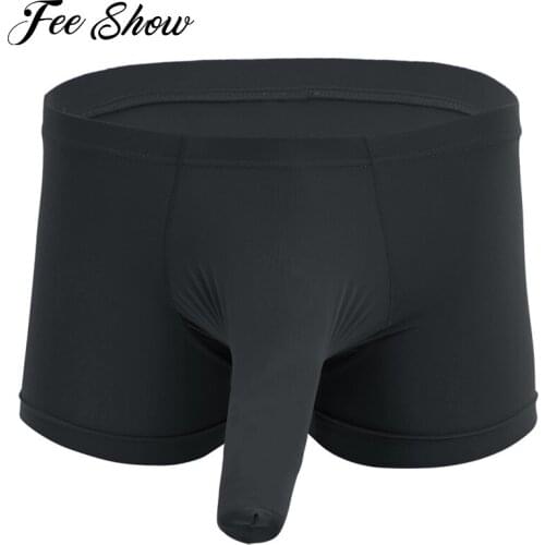 Sexy Men Lingerie Boxer Underpants with Closed Penis Sheath Mens Gay Underwear Shorts Men Funny Underwear Male Panties