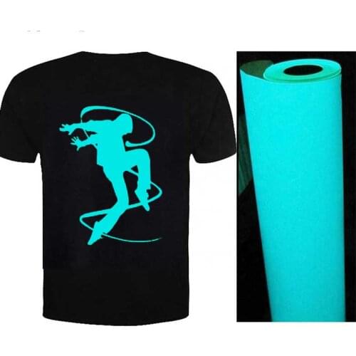 Glow in dark heat Transfer Vinyl blue color HTV Vinyl Iron on transfer for T shirts heat press decor film easy to cut weed vinyl