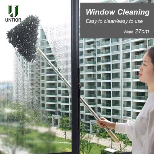 UNTIOR Rotatable Window Cleaner with Removable Extension Rod Snow Nylon Mop Cloth Multi-purpose Window Glass Cleaning Brush