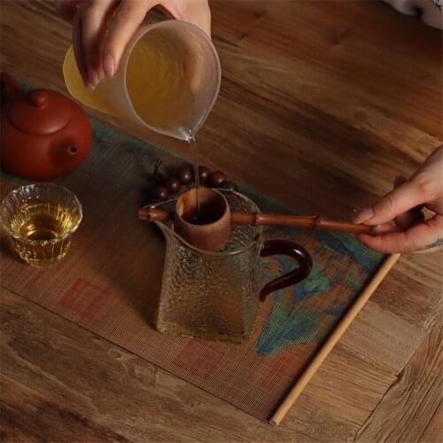 50pcs Infuser Brewing Vintage Teahouse Home Colander Hand Made Tools Artware Long Handle Anti-mildew Tea Strainer Bamboo Filter