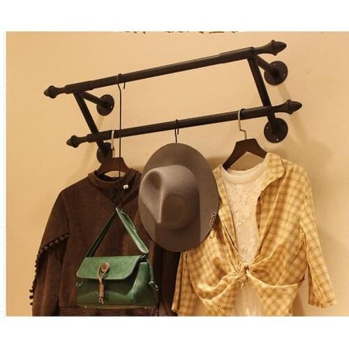 Iron art clothing store display rack wall double wall hanging hang-rack wall hook decoration originality1122