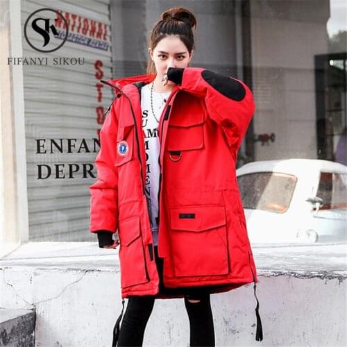 2019 Winter jacket women Hooded Parkas Fashion Big pocket Loose Casual Long coat Thick warm Parka Female Cotton padded coat