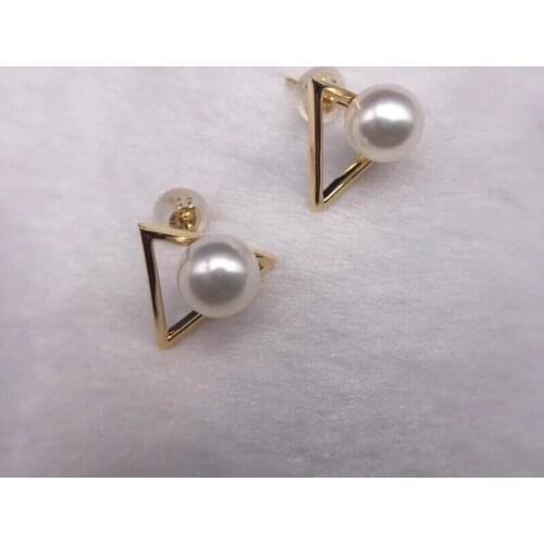 Sinya Au750 Gold stud earring Natural southsea pearls earring Triangle design fashion jewelry for women girls Mom 2018 News