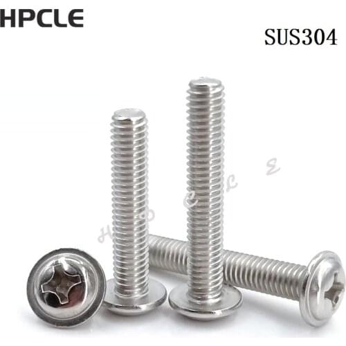 20PCS M2 M2.5 M3 M4 M5 PWM DIN967 sus304 Pan Cross recessed head Padded Screw Computer Case Fixed Motherboard Screws With washer