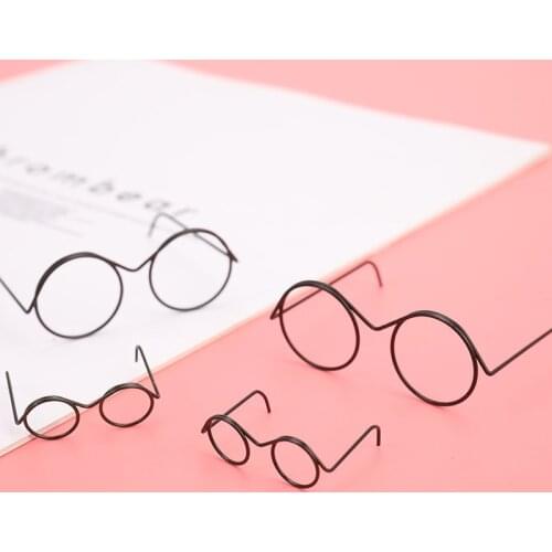 2PCS Black Round Frame Lensless Retro Cool Doll Glasses For BJD Doll 1/6 30cm Doll Accessories