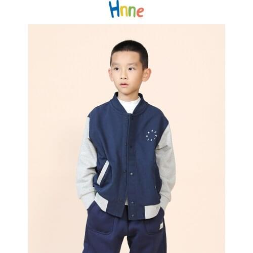 Hnne 2021 Spring New Baseball Jackets Children 100% Cotton Contrast Color Bomber Coats Unisex Boys Girls Outerwear
