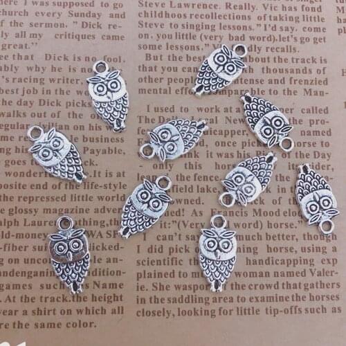 Wholesale 30pcs Charms Double-sided owl 18x10mm Tibetan Silver Plated Pendants Antique Jewelry Making DIY Handmade Craft