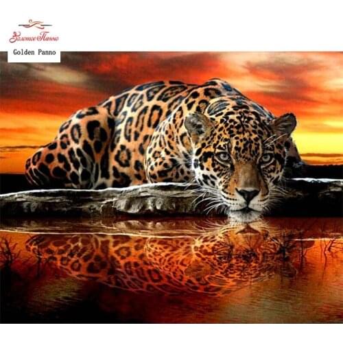 5d diy diamond leopard pattern Cross Stitch diamond painting square animal embroidery beads patterns picture of rhinestones 12