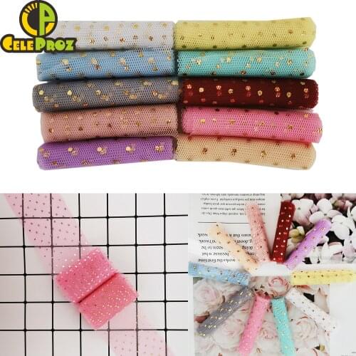 6cm 5yards Glitter Tulle Dot Confetti Tulle Mesh Roll Soft Tulle Mesh Ribbon Baking Cake Topper Crafts Sewing Accessory Supplies
