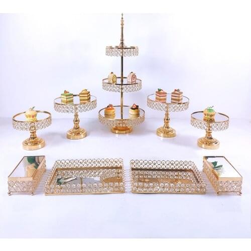 9pcs Home Party Display Stand Wedding Decoration Wrought Iron Birthday Tray Dessert Fudge Desktop Afternoon Tea Cake Stand