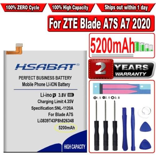 HSABAT 5200mAh Li3839T43P8h826348 Battery for ZTE Blade A7S A7 2020