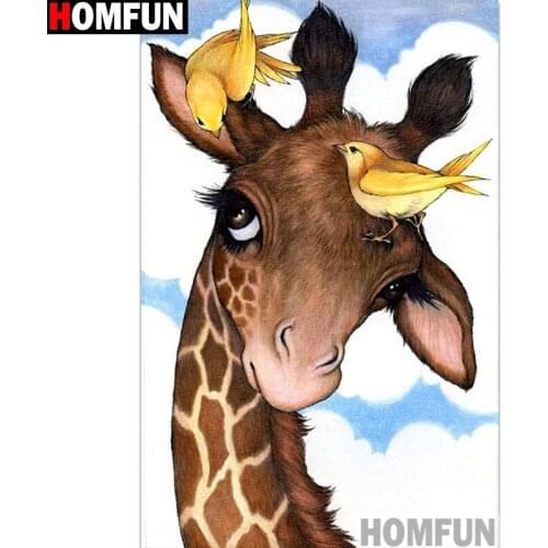 HOMFUN Full Square/Round Drill 5D DIY Diamond Painting "Giraffe bird" 3D Embroidery Cross Stitch 5D Home Decor Gift A13264