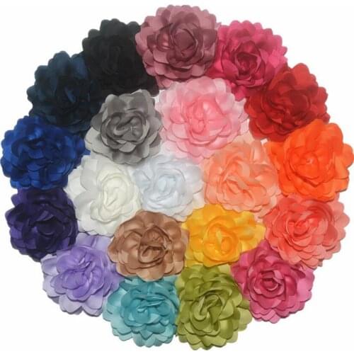 3.2" Satin Rosette Flower Satin Peony flowers For Baby girls hair accessories 100pcs/lot