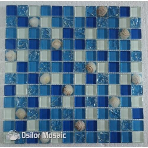 Free shipping mediterranean sea style glass crystal mosaic tile for interior house decoration wall tile