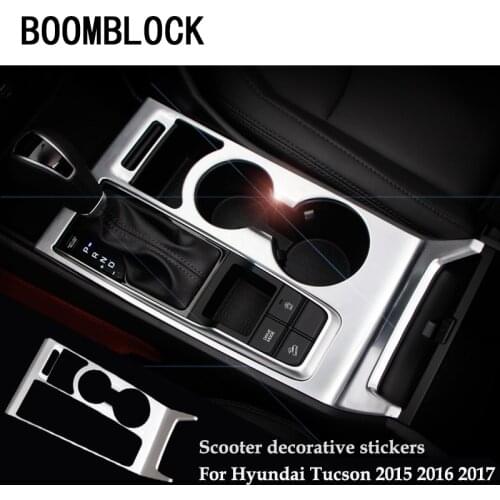 BOOMBLOCK Car Covers For Hyundai Tucson 2017 2016 2015 Gears Shift Knob Cup Panel Trim Protective Stickers