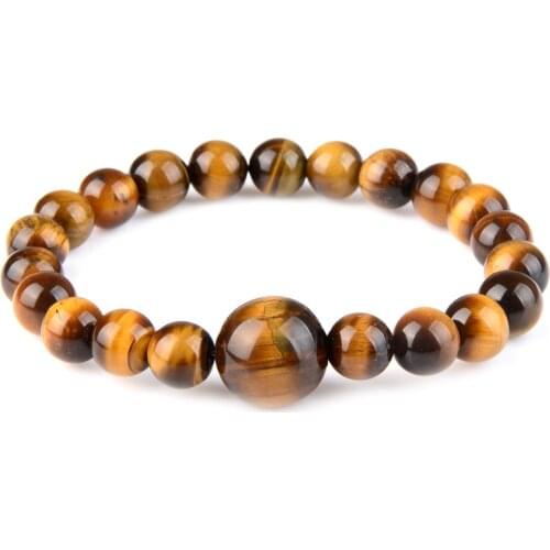 High Quality Tiger Eye Agate Rhodonite Howlite Buddha Natural Stone Bracelets Round Beads Elasticity Rope Men Women Bracelet
