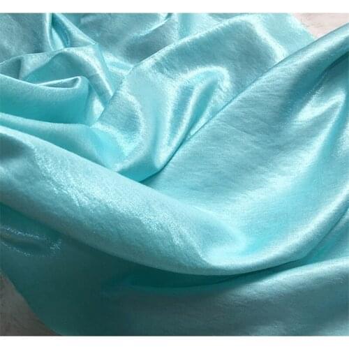 C1029 High Quality Summer/Autumn Luster Glossy Ice Blue Linen and Metallic Glaze Silk Linen Pajamas Career Dress Fabric Sewing