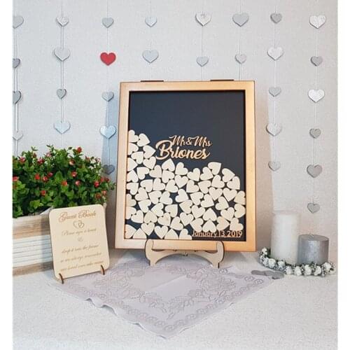 Rustic heart Guestbook alternative drop top box, personalised wedding guest book ideas, rose gold shadow box frame 3D Memory Box