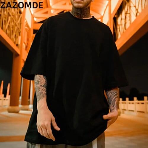 ZAZOMDE New Cotton T-shirt Short sleeve Man Summer Loose solid tshirt for men Round Neck Top Hip Hop Male Plus Size Tee shirt