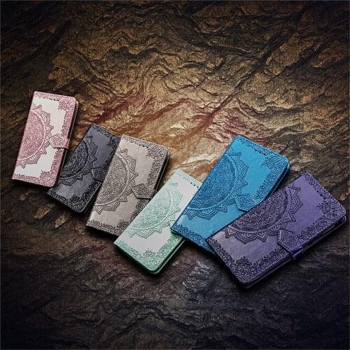 Hot Sale Embossed Datura Flower Pattern Leather Wallet Phone Case for iPhone 12 Card Slot Stand Cover for iPhone 11/6/7/8/XS/MAX