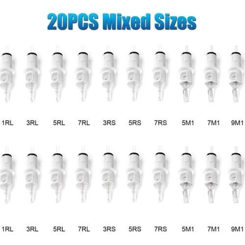 Cartridge Tattoo Needle 10/20PC Mixed RL RS M1 0.35MM Round Liner Professional Sterilized Safety Disposable Cartridge Needle