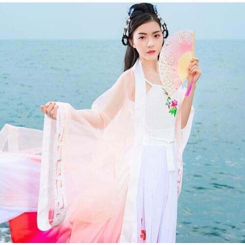 Chinese Traditional Folk Fairy Dress Women Dance Stage Performance Outfit Ancient Hanfu Costumes New Year Adult Tang Suit DL6770